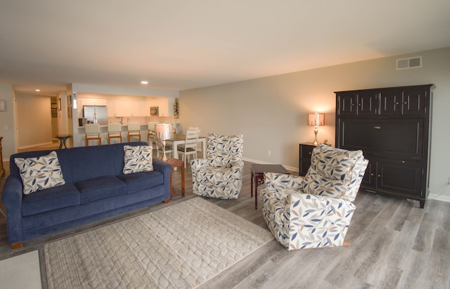 living room with hardwood / wood-style flooring