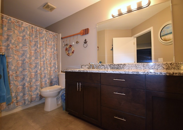 full bathroom featuring vanity, toilet, and shower / bath combo with shower curtain