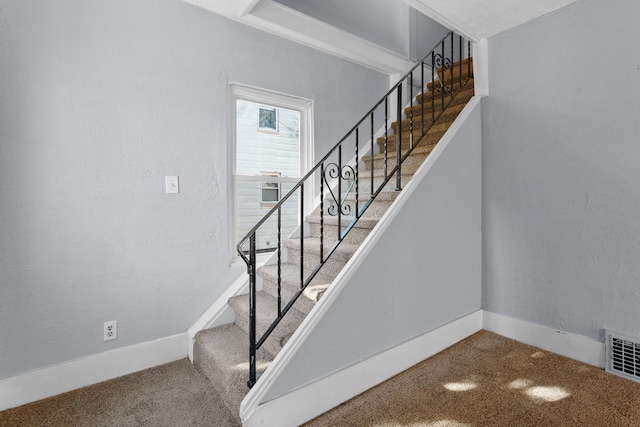 staircase with carpet