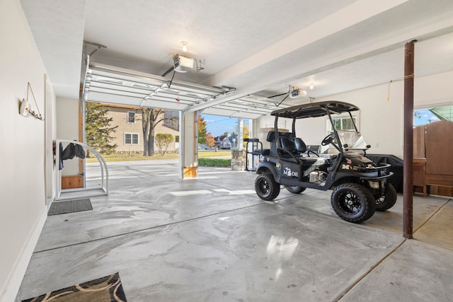 garage with a garage door opener