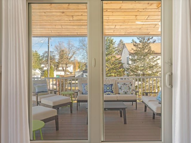 doorway featuring hardwood / wood-style floors