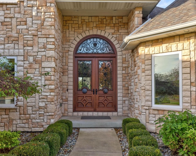 doorway to property with french doors