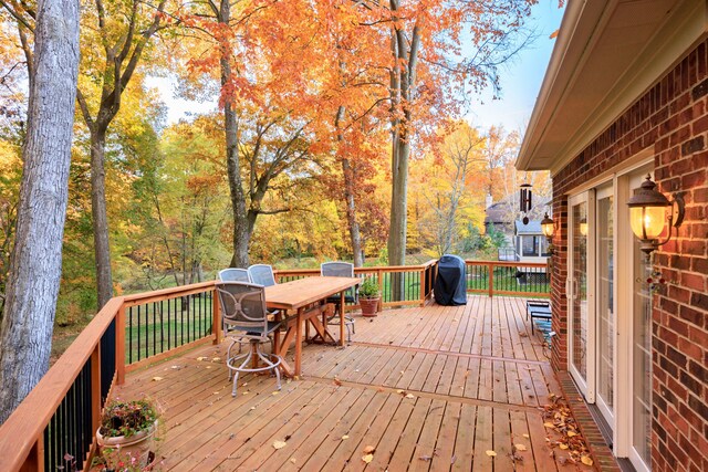 deck featuring area for grilling