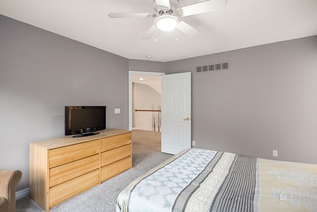 bedroom with carpet and ceiling fan