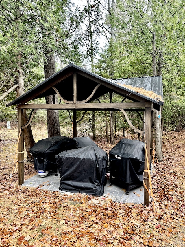 exterior space featuring a gazebo