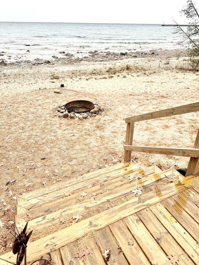 view of water feature featuring a view of the beach