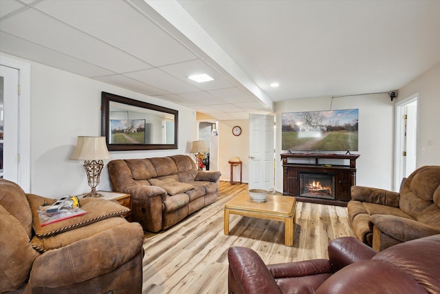 living room featuring light wood-type flooring