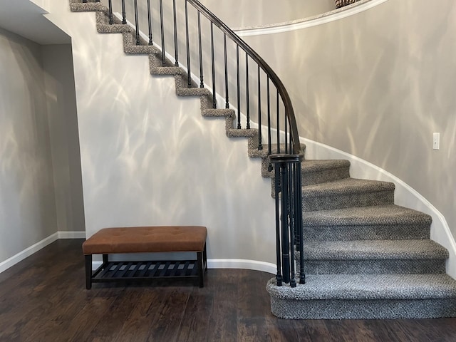 stairs with wood-type flooring