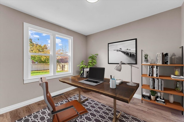 home office featuring wood-type flooring