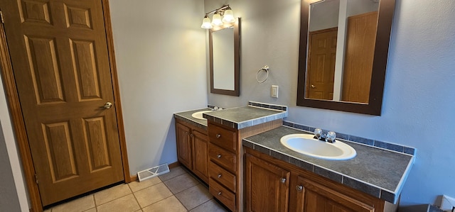 bathroom with vanity and tile patterned floors