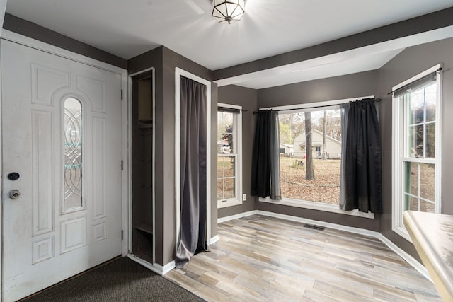 foyer with light hardwood / wood-style floors