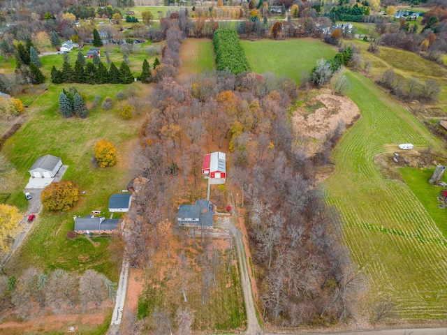 aerial view featuring a rural view