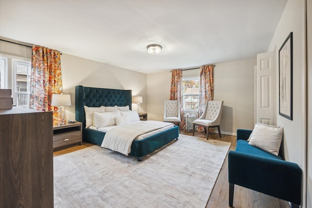 bedroom featuring light hardwood / wood-style flooring