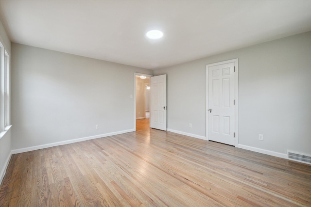 unfurnished bedroom with light hardwood / wood-style floors