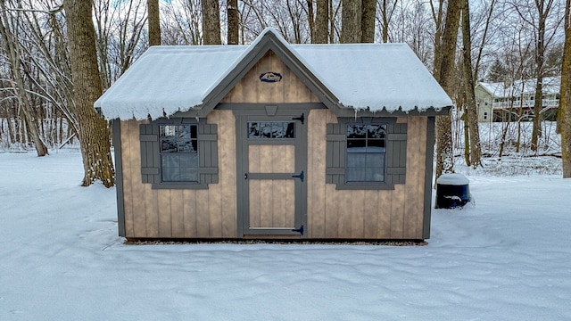 view of snow covered structure