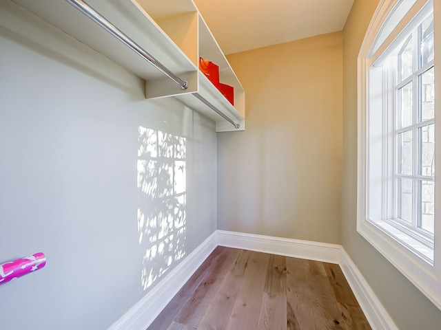 walk in closet featuring light hardwood / wood-style floors