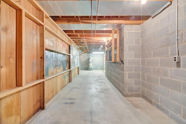 basement with water heater