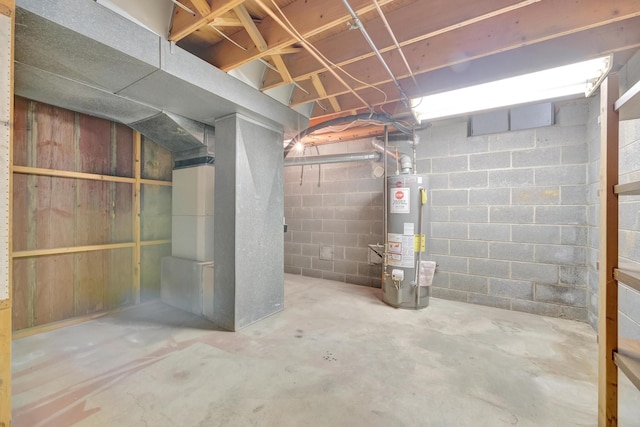 basement with water heater