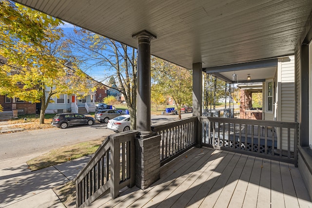 wooden deck with covered porch