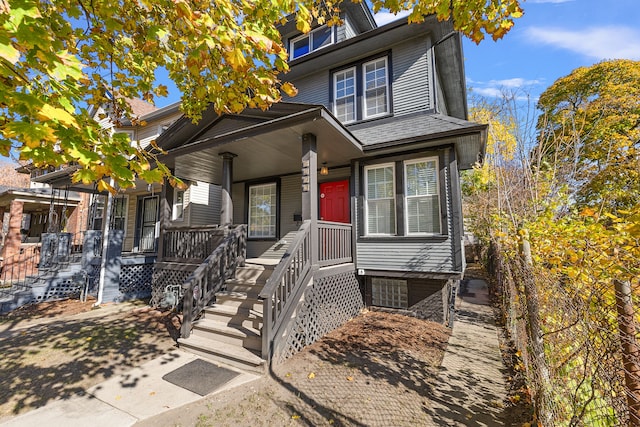 view of front of property with a porch