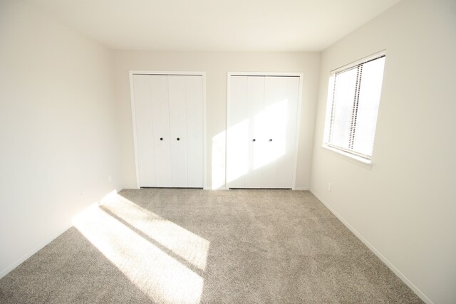 40831 Highpointe Dr, Clinton Township, MI 48038 - unfurnished bedroom with two closets, carpet floors, and baseboards