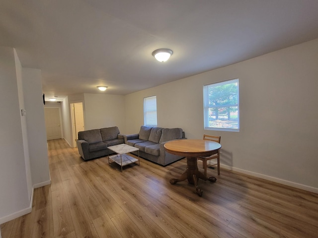 living room featuring light wood-type flooring