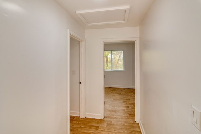 corridor featuring light hardwood / wood-style flooring