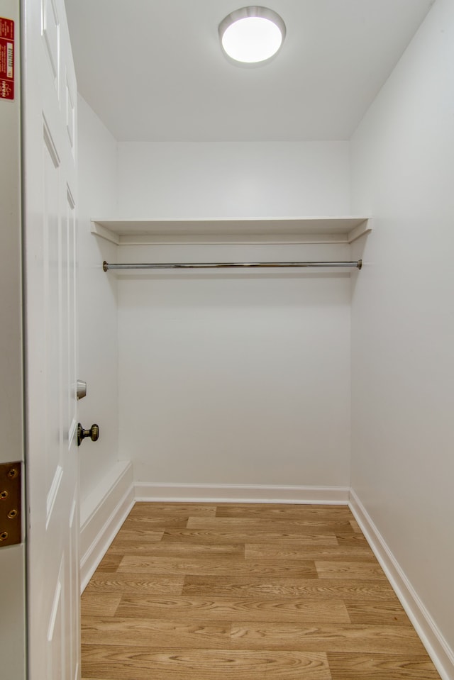 spacious closet with light hardwood / wood-style flooring