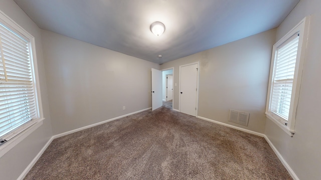 unfurnished room featuring carpet and a healthy amount of sunlight