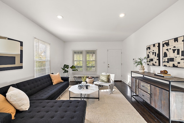 2552 Beals St, Detroit, MI 48214 - living room with dark wood-style floors, recessed lighting, and baseboards