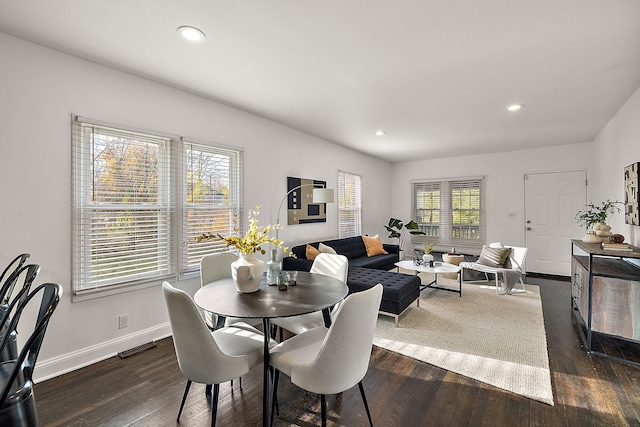 2552 Beals St, Detroit, MI 48214 - dining room with dark wood finished floors, baseboards, and recessed lighting