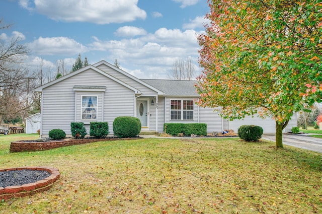 ranch-style house with a front lawn