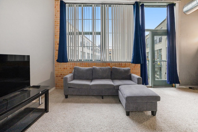 living room with carpet flooring