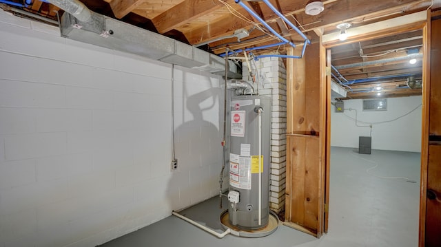 utility room with water heater