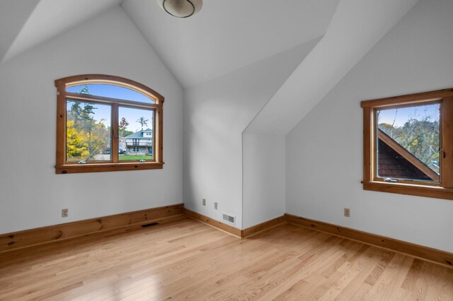 10560 Plaza Ct, Jerome, MI 49249 - bonus room featuring lofted ceiling, light wood-type flooring, and baseboards