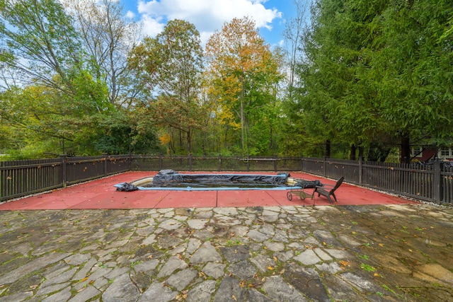 view of swimming pool featuring a patio area