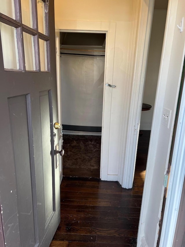 hall featuring dark hardwood / wood-style flooring