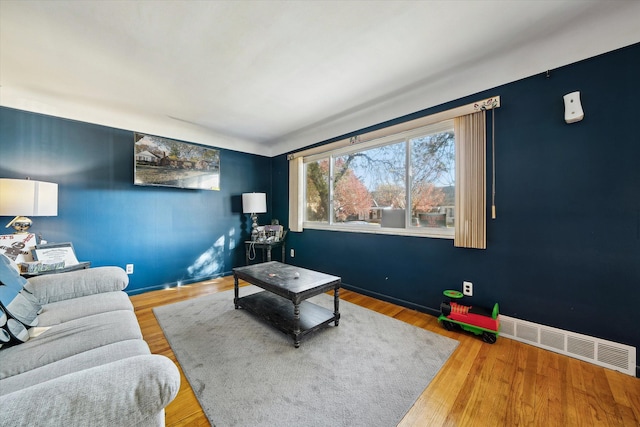 living room with hardwood / wood-style flooring