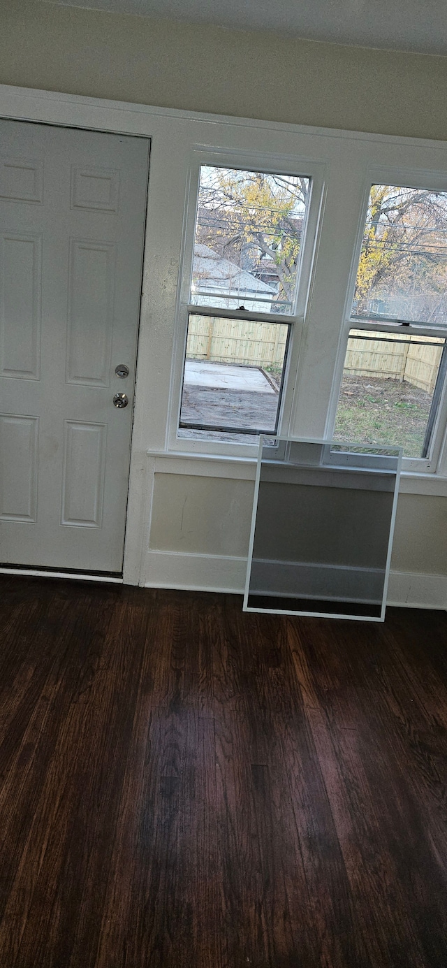 foyer entrance with dark hardwood / wood-style floors