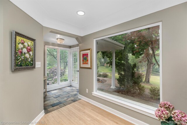 26335 Woodlore Rd, Franklin, MI 48025 - entryway featuring wood finished floors and recessed lighting