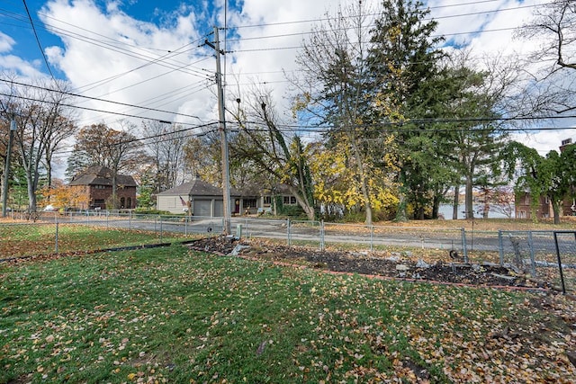 view of yard featuring a garage