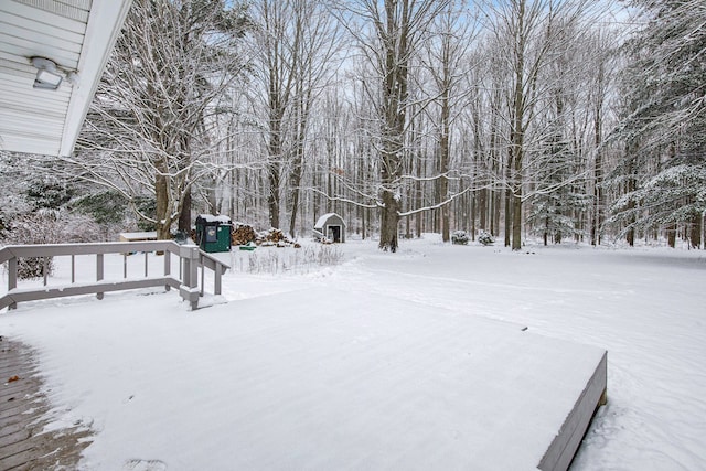 view of yard covered in snow