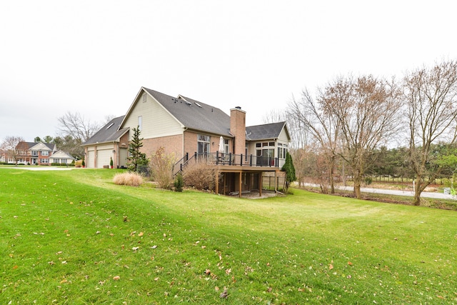 view of yard with a deck