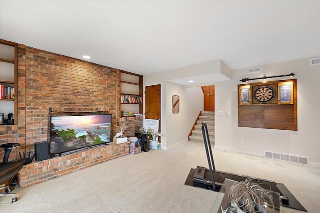 living room featuring carpet flooring