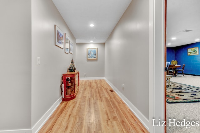 hall featuring light wood-type flooring