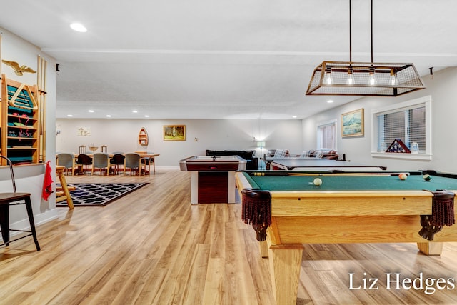 playroom featuring pool table and hardwood / wood-style flooring