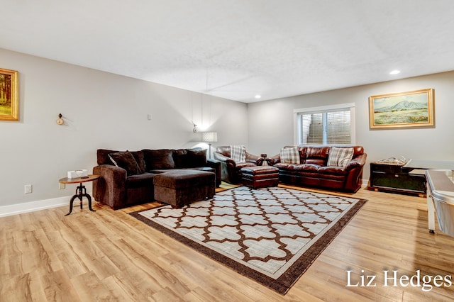 living room featuring light wood-type flooring