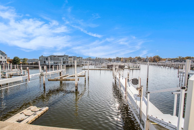 dock area with a water view