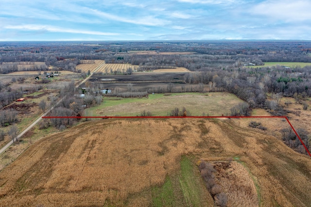 aerial view with a rural view