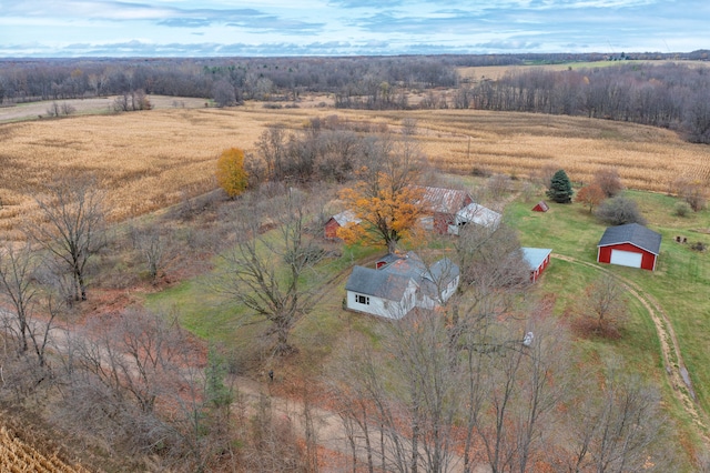 birds eye view of property featuring a rural view